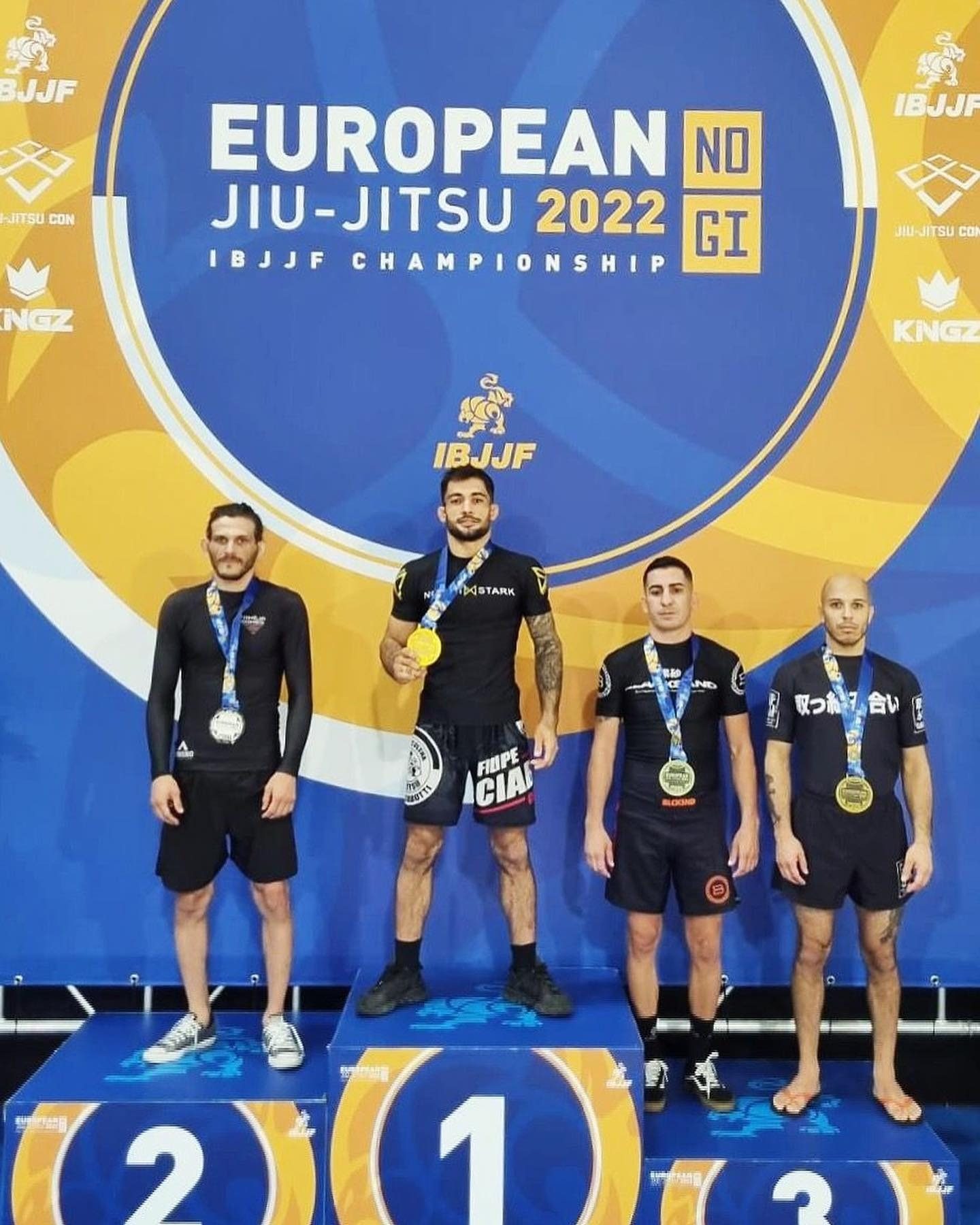 Henrique Gomes on the podium at the 2022 IBJJF European No-Gi