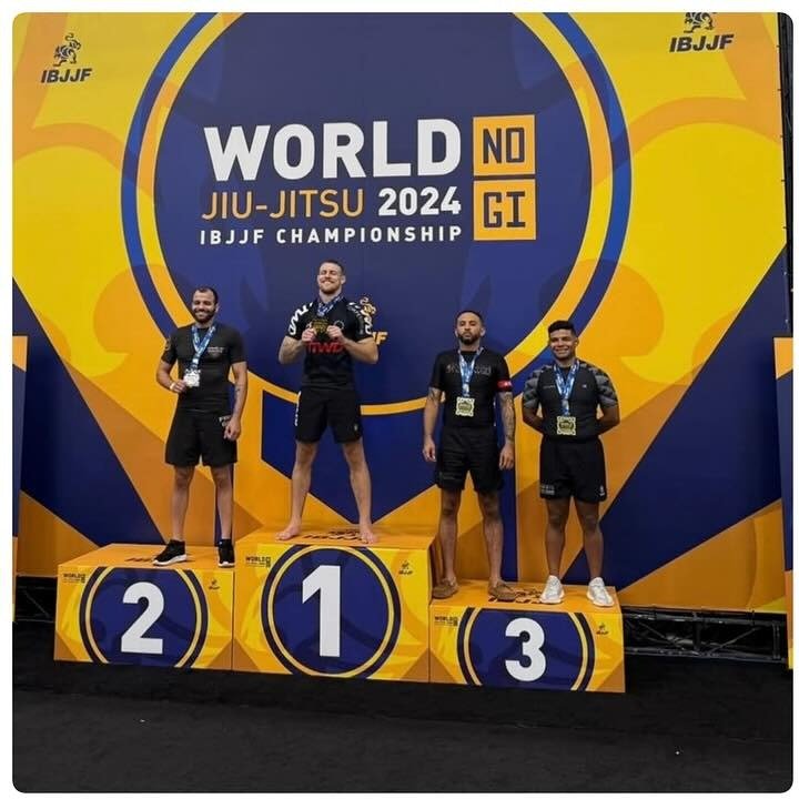 Romario Gomes on the podium at the 2024 IBJJF World No-Gi