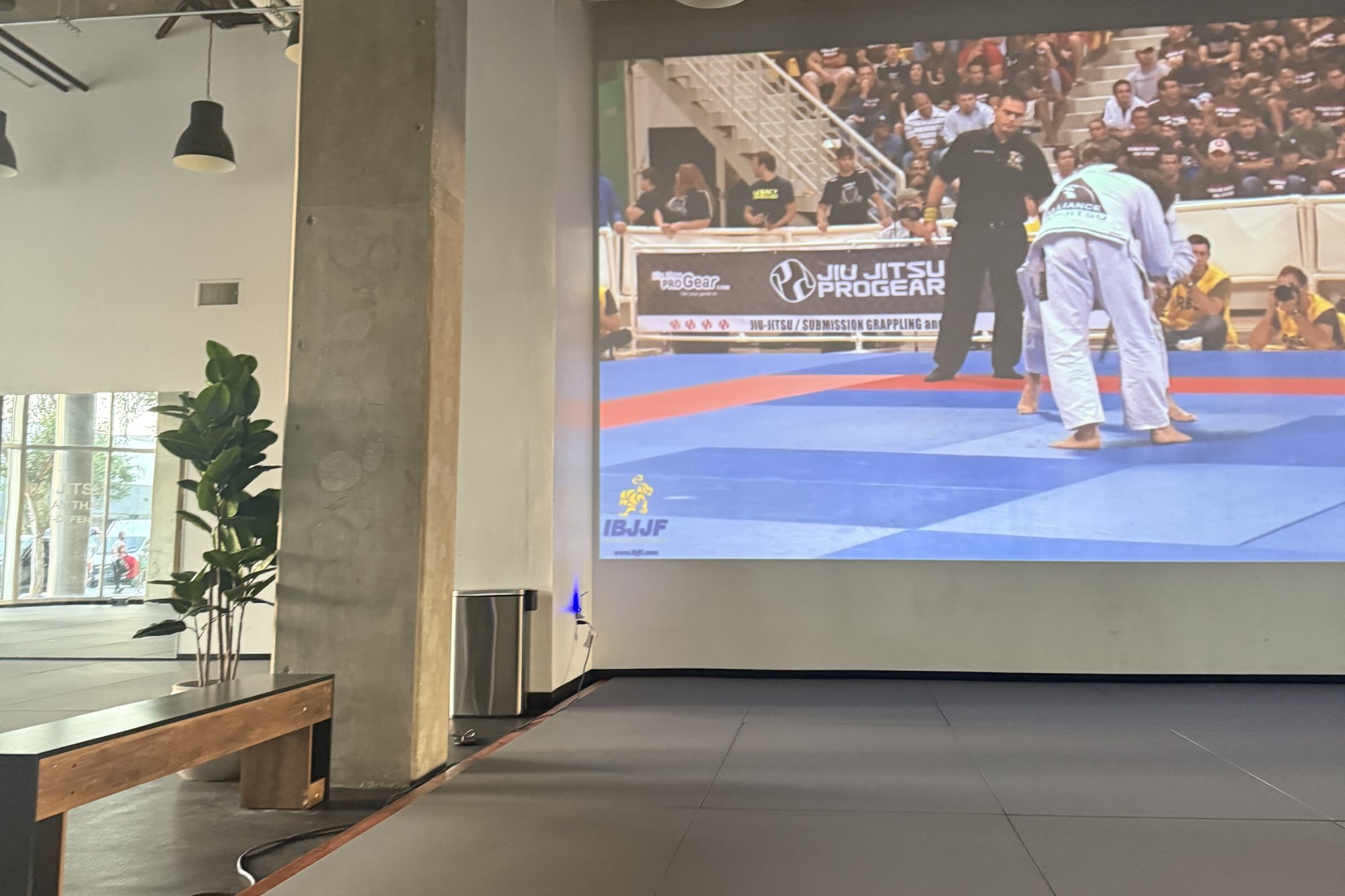 Competition footage projected on the wall